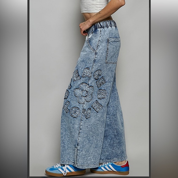 POL Pants - 162 ❤️POL peace love flower patch pants